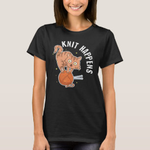 Lustige Strickkunst Kunst Süße Katze Häkeln Garn L T-Shirt