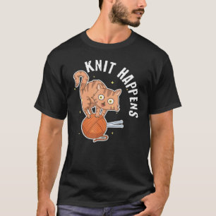 Lustige Strickkunst Kunst Süße Katze Häkeln Garn L T-Shirt