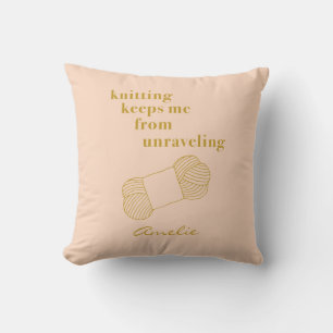 Lustige Strickzitat Blush Gold Personalisiert Kissen