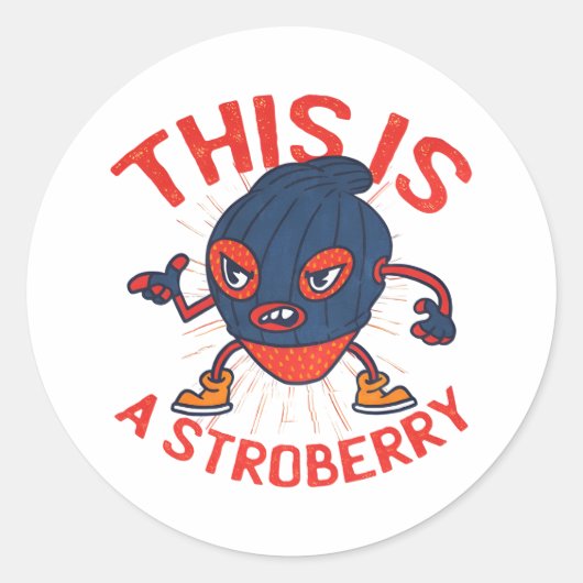 Lustige Stroberry-Masken-Fruchtkunst Runder Aufkleber (Vorderseite)