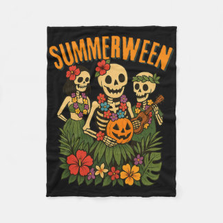 Lustige Summerween-Skelette-Luau-Party Halloween B Fleecedecke