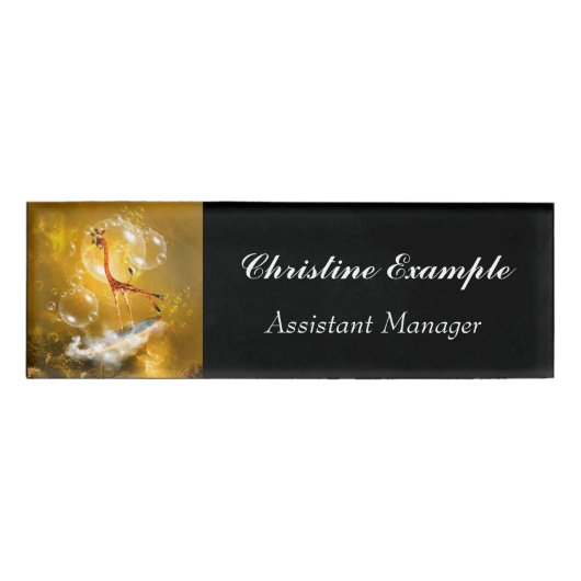 Lustige surfende Giraffe Namenschild (Vorderseite)