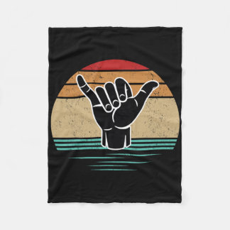 Lustige Surfer-Handgeste Shaka Vintage Retro Surfe Fleecedecke