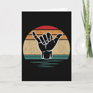 Lustige Surfer-Handgeste Shaka Vintage Retro Surfe Karte