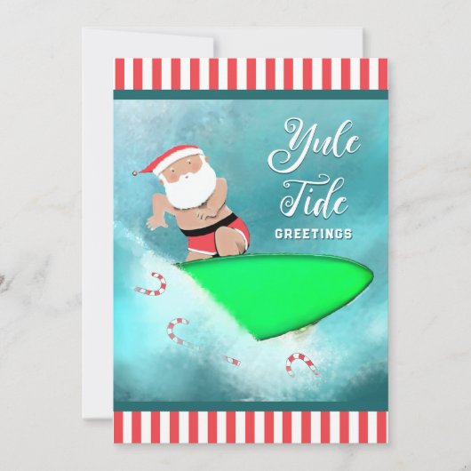Lustige Surfer-Strand-Weihnachtskarten Feiertagskarte (Vorderseite)