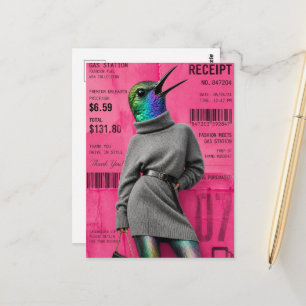 Lustige Surreal Gasthof-Moden Kolibri Postkarte