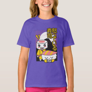 Lustige Sushi Karate Kämpfer Cartoon-Design T-Shirt