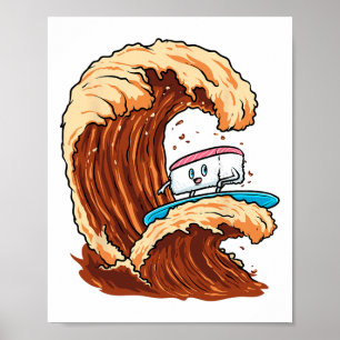 Lustige Sushi-Surfer, die auf der Soyasauce-Welle  Poster