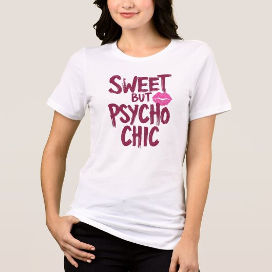 Lustige "Süß aber Psycho Chic"-Spruch Tri-Blend Shirt (Vorderseite)