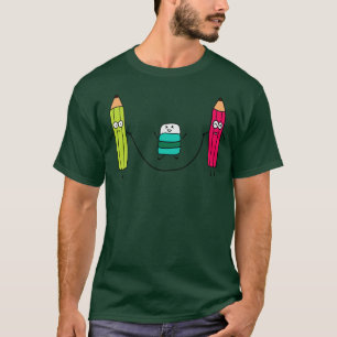 Lustige süße Bleistifte und Radiergummi spielen Sp T-Shirt