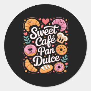 Lustige süße Café Pan Dulce Bäckerei Charaktere Lu Runder Aufkleber