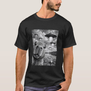 Lustige süße Capybara-UFO-Invasion Alien-Handwerks T-Shirt