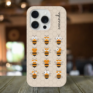 Lustige süße Cartoon-Honigbienen Wabe iPhone 15 Pro Hülle