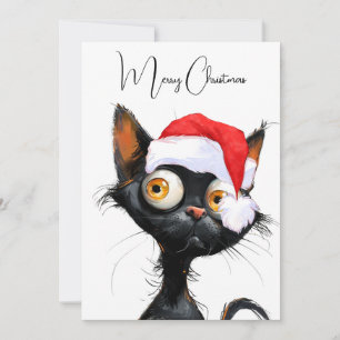 Lustige Süße Comic Whimsical Katze Frohe Weihnacht Feiertagskarte