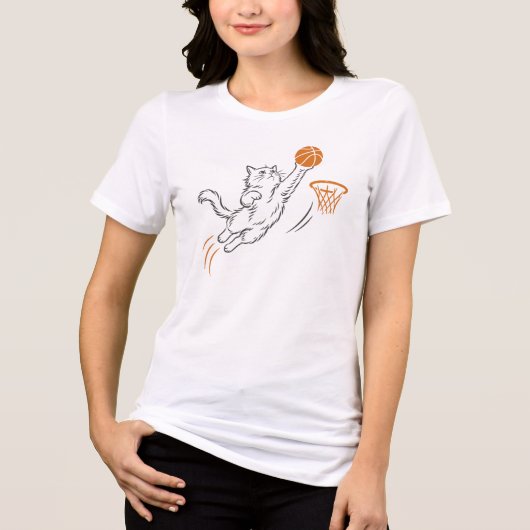 Lustige süße Hoops-Katze Tri-Blend Shirt (Vorderseite)