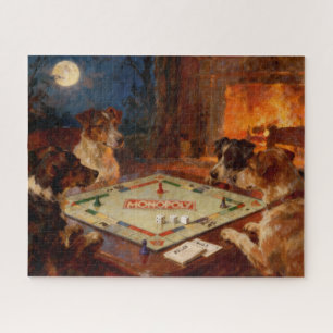 Lustige süße Hunde spielen ein Brettspiel Puzzle