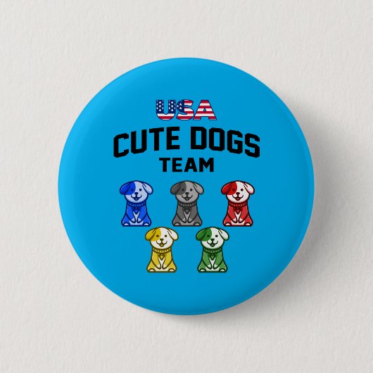Lustige süße Hunde Usa Welpen Team Button (Vorderseite)