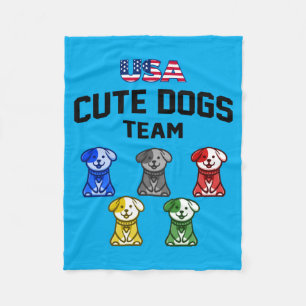 Lustige süße Hunde USA Welpen Team Fleecedecke