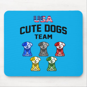 Lustige süße Hunde USA Welpen Team Mousepad