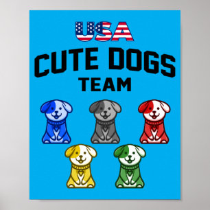 Lustige süße Hunde USA Welpen Team Poster