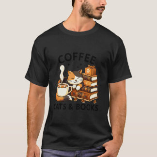 Lustige süße Kaffee Katzen Bücher Liebhaber Cozy I T-Shirt