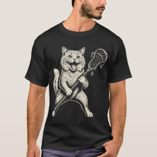 Lustige süße Katze spielt Lacrosse Vintage T-Shirt