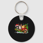 Lustige süße Katzen-Crew Weihnachtsmannmütze Weihn Schlüsselanhänger (Vorderseite)