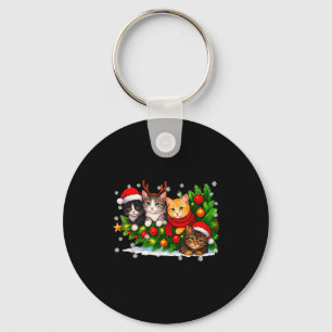 Lustige süße Katzen-Crew Weihnachtsmannmütze Weihn Schlüsselanhänger