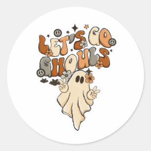 Lustige Süße Lasst Uns Gehen Geister Halloween Her Runder Aufkleber