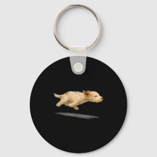 Lustige süße laufende Hund-Kunst-Hund-Malstil Schlüsselanhänger