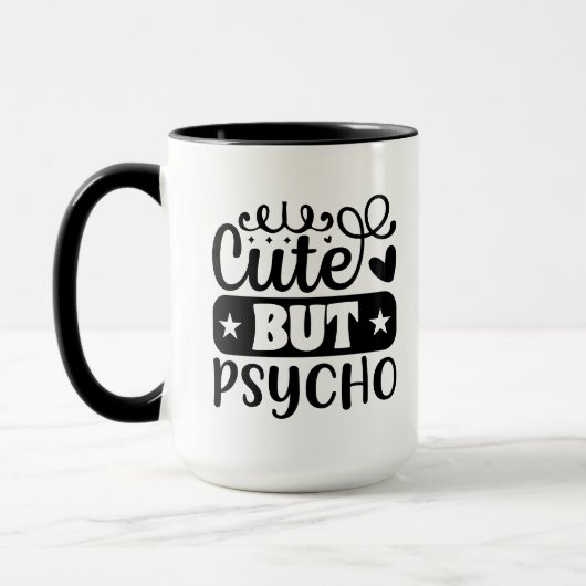 Lustige süße Psycho-Wortkunst Tasse (Links)