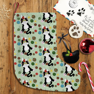 Lustige süße schwarze weiße Smokingkatze Feiertag Kleiner Weihnachtsstrumpf