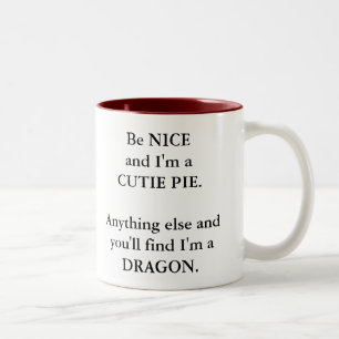 Lustige Süsse-Torte oder Drache-Tasse Zweifarbige Tasse