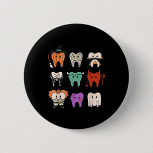 Lustige süße Zahnhygiene-Monster-Zähne-Truppe Hal Button