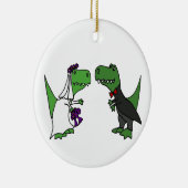 Lustige T-rex Dinosaurier-Braut-und Keramik Ornament (Rechts)