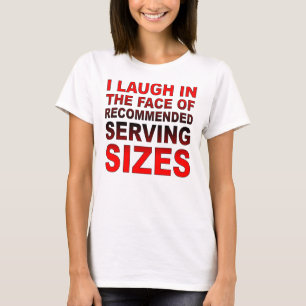 Lustige T-Shirts mit empfohlenen Portionsgrößen