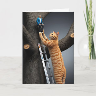 Lustige Tabby-Baum-Rettungs-Grußkarte Karte