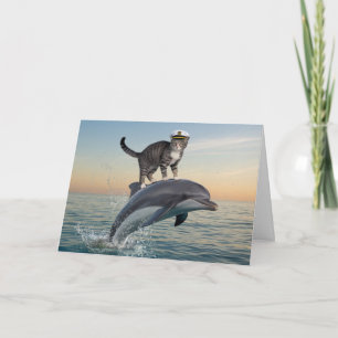 Lustige Tabby-Delfin-Grußkarte Karte