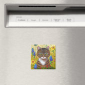 Lustige Tabby-Katze Blumen Creationarts Magnet (In Situ (Geschirrspüler))