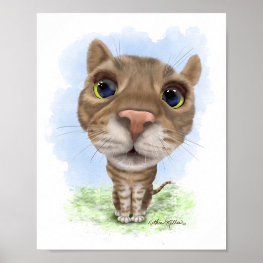 Lustige Tabby-Katze Cartoon Poster (Vorne)