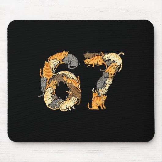 Lustige Tabby-Katzen 6 7 Meme Sechs Sieben Liebe A Mousepad (Vorne)