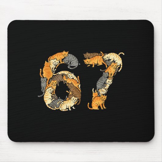 Lustige Tabby-Katzen 6 7 Meme Sechs Sieben Liebe A Mousepad (Vorne)