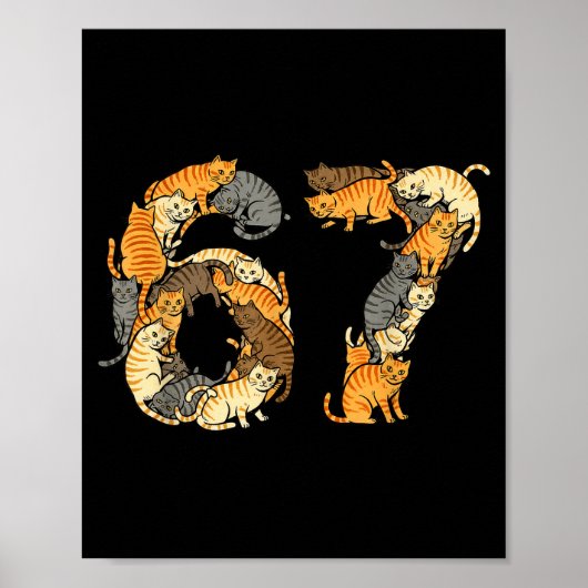 Lustige Tabby-Katzen 6 7 Meme Sechs Sieben Liebe A Poster (Vorne)