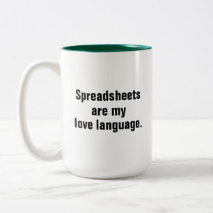 Lustige Tabellen sind meine Liebessprache Zweifarbige Tasse