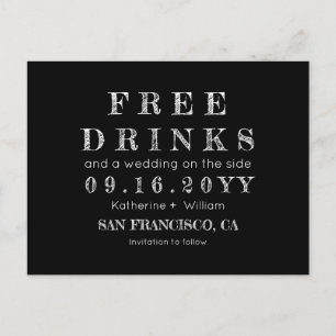 Lustige Tafel-freie Getränke, die Save the Date Ankündigungspostkarte