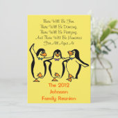 Lustige Tanzenpenguins-festliches Einladung (Stehend Vorderseite)