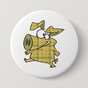 Lustige Tartan-Schweine-Grafik Button