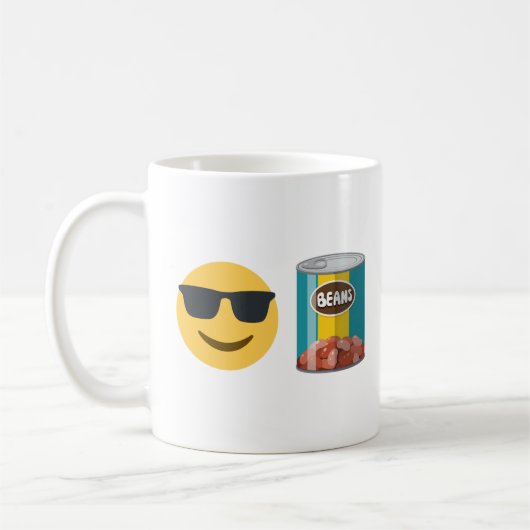 Lustige Tasse 'Cool Beans', Geschenk mit süßem Emo (Links)