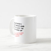 Lustige Tasse 'Ich lasse Dinge fallen' (Vorderseite Links)