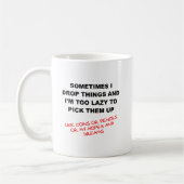 Lustige Tasse 'Ich lasse Dinge fallen' (Links)